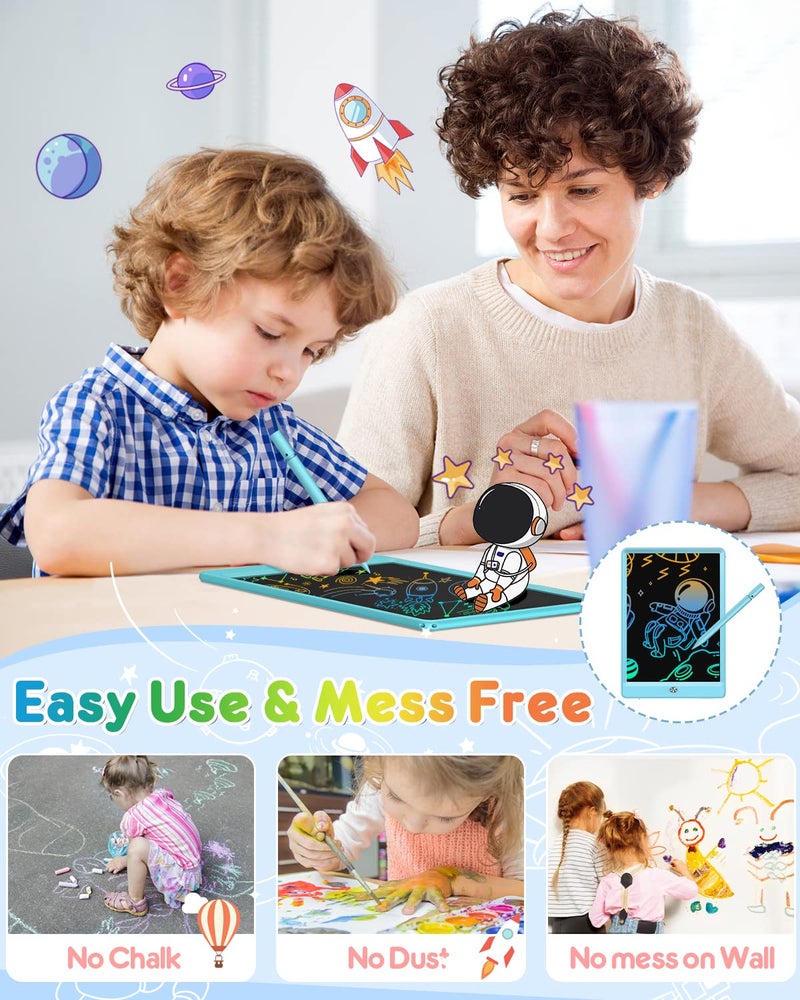 FLUESTON LCD Writing Tablet, Doodle Board Toys Gifts for 3-8 Year Old Girls Boys, 10 Inch Colorful Electronic Board Drawing Pad for Kids, Christmas Gifts for Toddler Educational Learning Travel, Blue - Image 5